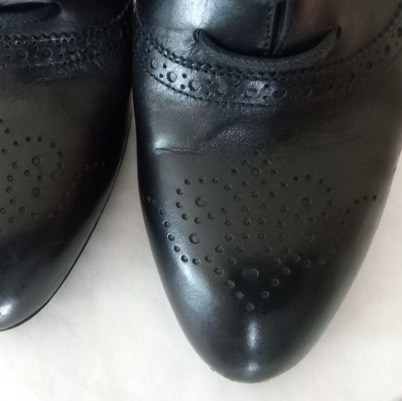 Ralph Lauren Purple Label Black Heels Oxford Booties 7 - Picture 8 of 9